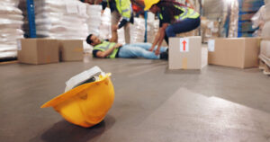 Boxes fell on employee during warehouse accident.