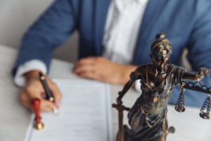 A solicitor reading documents that explain how to sue for care home negligence 