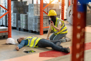 Male employee injured after being involved in a warehouse accident and his employer supporting him